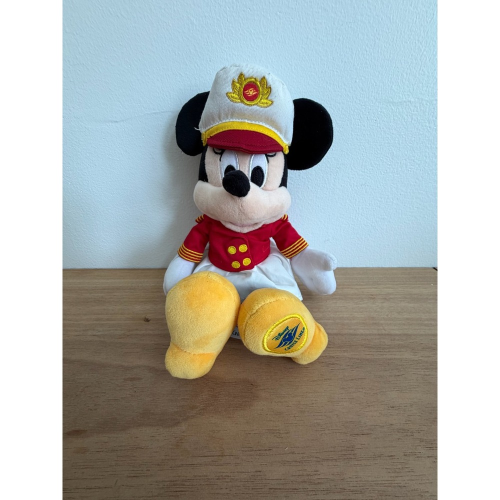 Disney Cruise Line Captain Minnie Mouse Plush Nautical Red White 10 Inch Toy